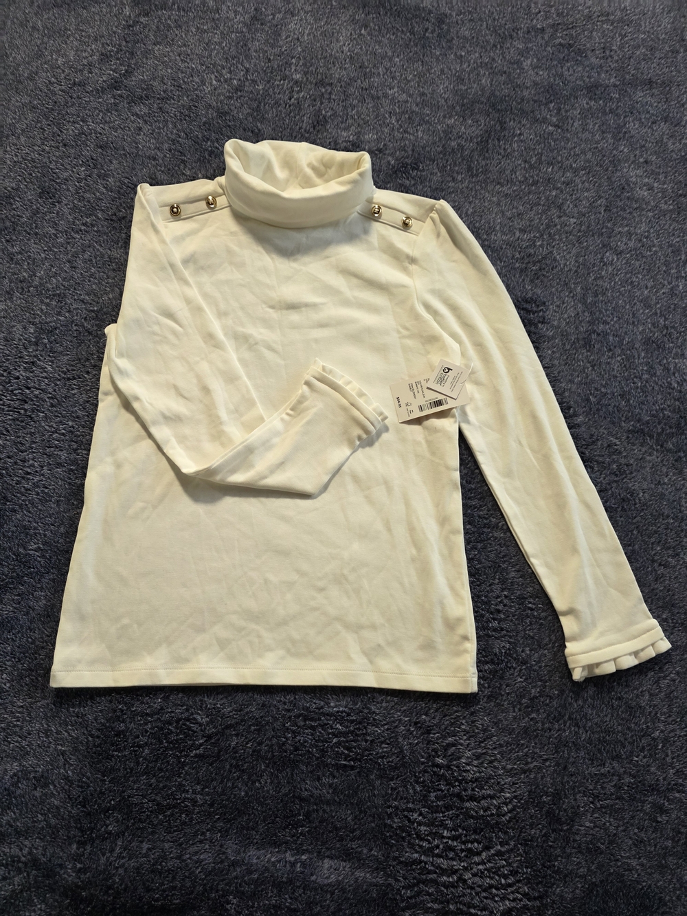 NWT Gymboree Girls Ivory Gold Button Turtleneck Top Size 10